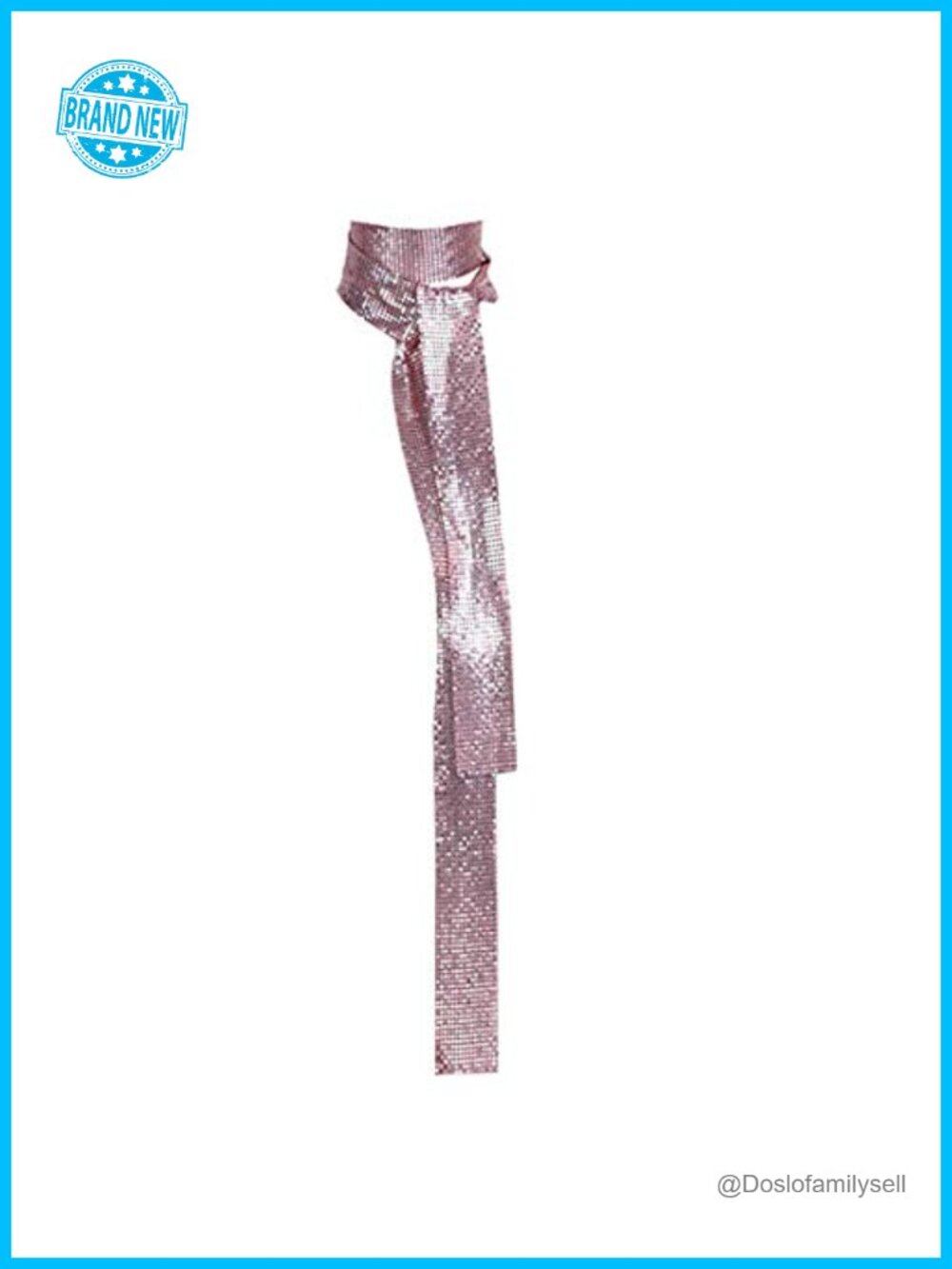 Metal Sequins Long Thin Skinny Neck Tie Scarf Party Evening Club Shawl